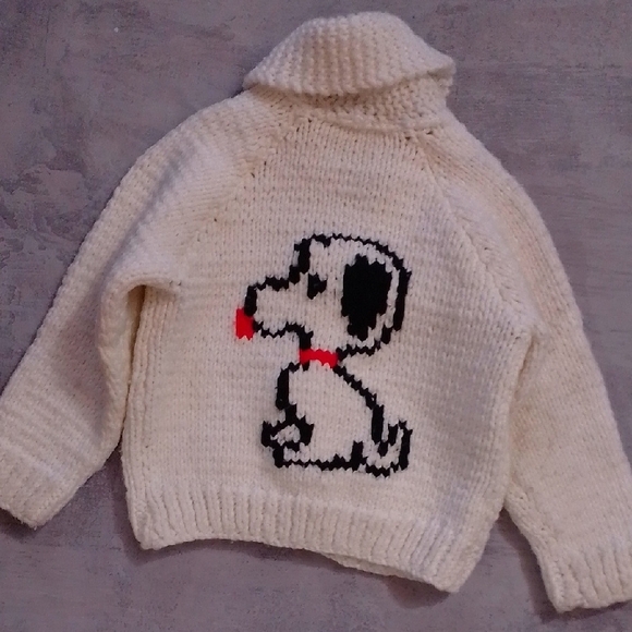 Vintage 1960s Cowichan Snoopy Handmade Sweater Jacket WOOL - Picture 6 of 9